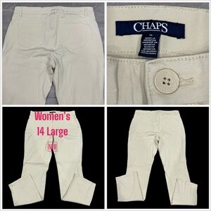 Women’s Chaps 14 Large Jeans Denim Khaki Stretch Flex Waistband Straight NWOT